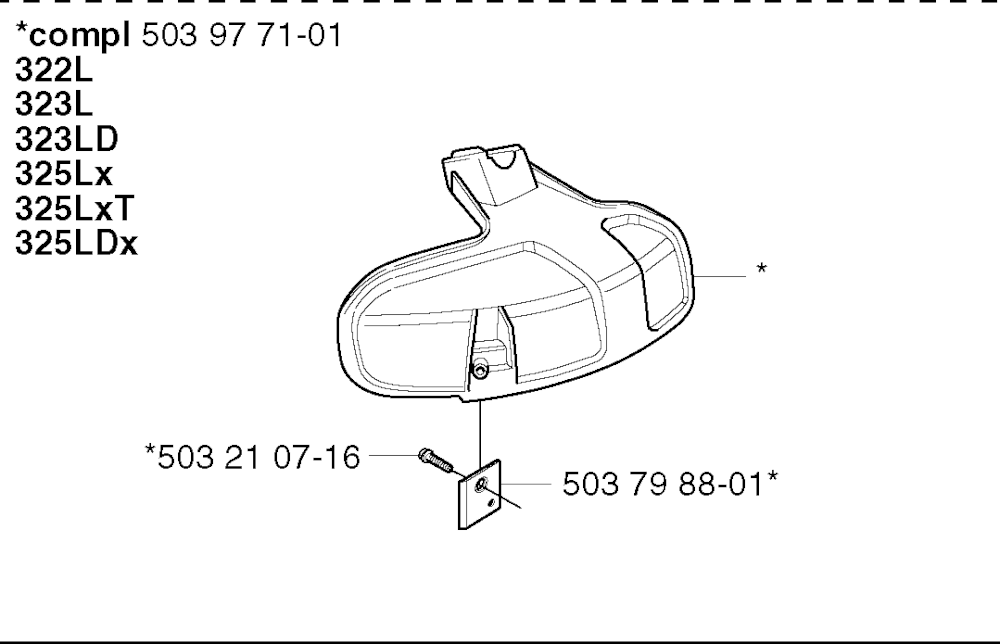 Кожух защитный HUSQVARNA 5039771-01 для травокосилок 322/323/325L